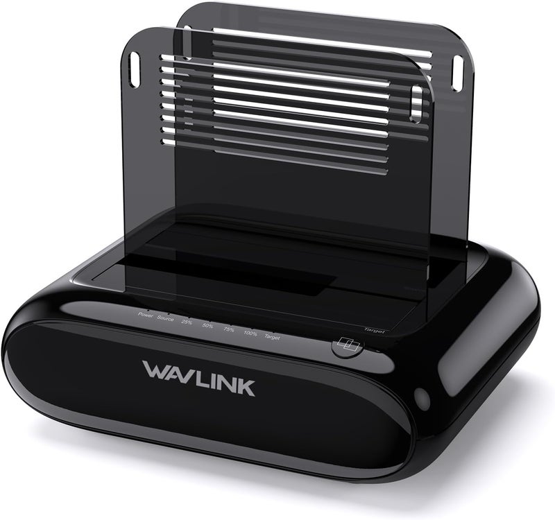 WAVLINK Dual Bay Hard Drive Docking Station - USB 3.0 to SATA I/II/III for 2.5" & 3.5" HDD/SSD with Fixed Bezel, Supports Offline Clone/Duplicator Function, Supports 2x20TB with UASP 6Gbps - Black - Image 1
